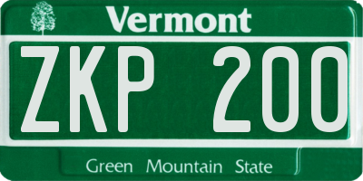 VT license plate ZKP200