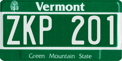 VT license plate ZKP201