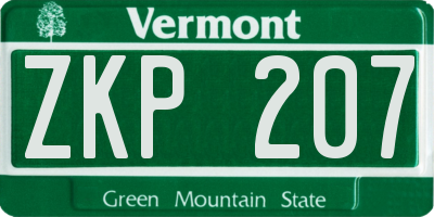 VT license plate ZKP207
