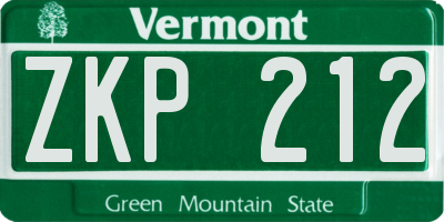 VT license plate ZKP212