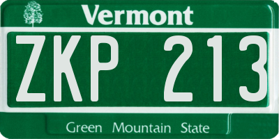 VT license plate ZKP213