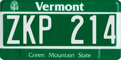 VT license plate ZKP214
