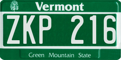 VT license plate ZKP216