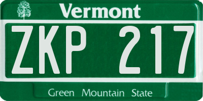 VT license plate ZKP217