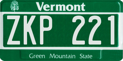 VT license plate ZKP221