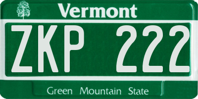 VT license plate ZKP222