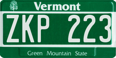 VT license plate ZKP223