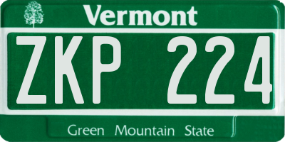 VT license plate ZKP224