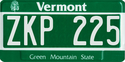 VT license plate ZKP225