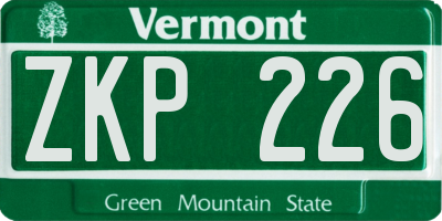 VT license plate ZKP226