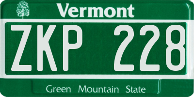 VT license plate ZKP228