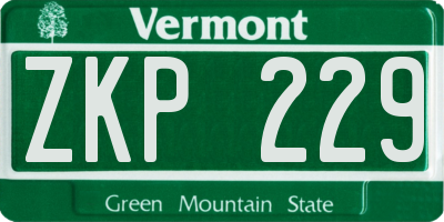 VT license plate ZKP229