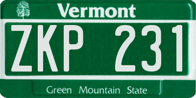 VT license plate ZKP231