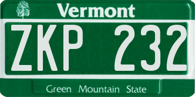 VT license plate ZKP232