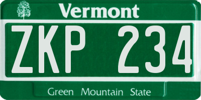 VT license plate ZKP234