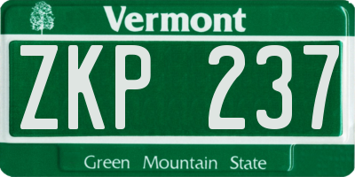 VT license plate ZKP237