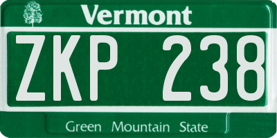VT license plate ZKP238