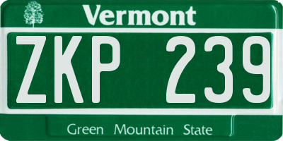 VT license plate ZKP239