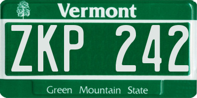 VT license plate ZKP242