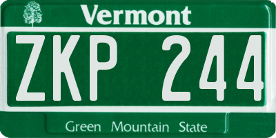 VT license plate ZKP244