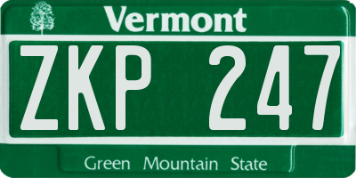 VT license plate ZKP247