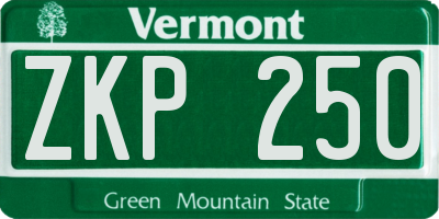 VT license plate ZKP250