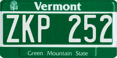 VT license plate ZKP252