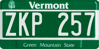 VT license plate ZKP257