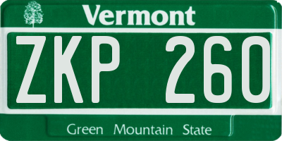 VT license plate ZKP260