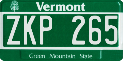 VT license plate ZKP265