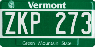 VT license plate ZKP273