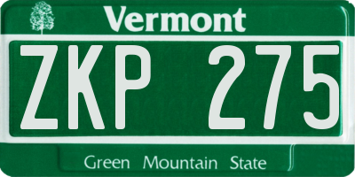 VT license plate ZKP275