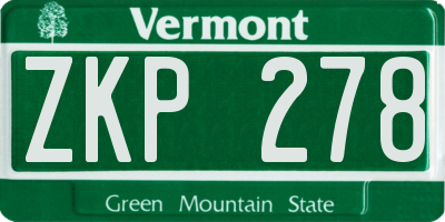 VT license plate ZKP278