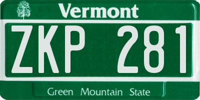 VT license plate ZKP281