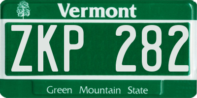 VT license plate ZKP282