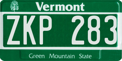 VT license plate ZKP283