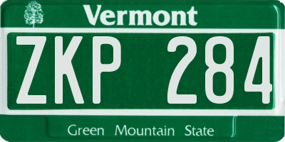 VT license plate ZKP284