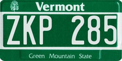 VT license plate ZKP285