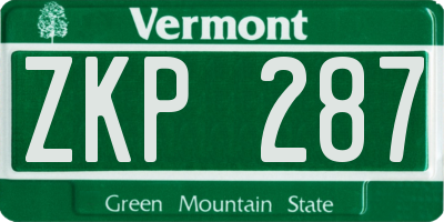 VT license plate ZKP287