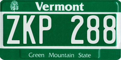 VT license plate ZKP288