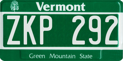 VT license plate ZKP292
