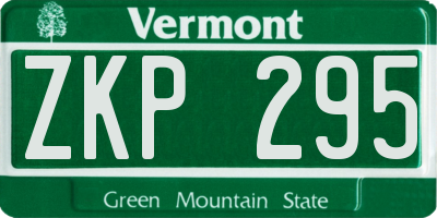 VT license plate ZKP295