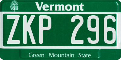 VT license plate ZKP296