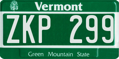 VT license plate ZKP299