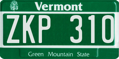 VT license plate ZKP310