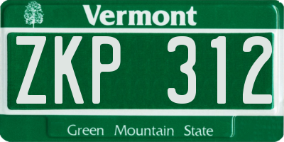 VT license plate ZKP312