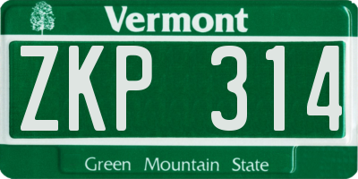 VT license plate ZKP314