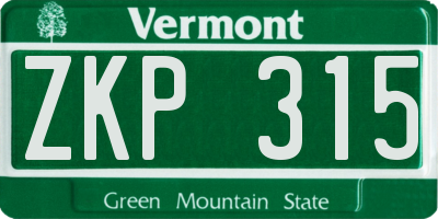 VT license plate ZKP315