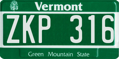VT license plate ZKP316
