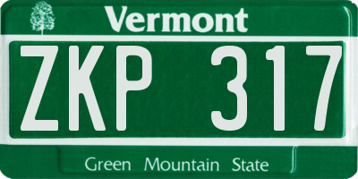 VT license plate ZKP317
